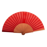 Ventaglio personalizzabile in legno scuro e tessuto di poliestere 23cm color rosso