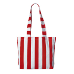 Borsa mare promozionale in cotone riciclato con motivo a righe color rosso prima vista