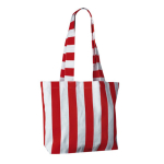 Borsa mare promozionale in cotone riciclato con motivo a righe color rosso seconda vista