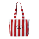 Borsa mare promozionale in cotone riciclato con motivo a righe color rosso terza vista