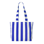 Borsa mare promozionale in cotone riciclato con motivo a righe color blu reale prima vista