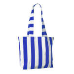 Borsa mare promozionale in cotone riciclato con motivo a righe color blu reale seconda vista