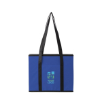 Organizer pieghevole per auto in TNT da 80g/m2 con doppi manici color blu oltremare vista area di stampa