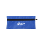 Astuccio scolastico classico rettangolare in poliestere con cerniera color blu oltremare vista area di stampa