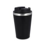 Tazza termica in acciaio inox con tappo nero e bordo argentato 350ml color nero
