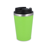Tazza termica in acciaio inox con tappo nero e bordo argentato 350ml color lime