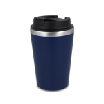Tazza termica in acciaio inox con tappo nero e bordo argentato 350ml color blu scuro