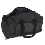 Borsa da viaggio in jacquard e PU con scomparto scarpe color nero quinta vista