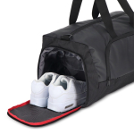 Borsa da viaggio in jacquard e PU con scomparto scarpe color nero sesta vista