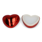 Balsamo labbra idratante in astuccio a cuore in plastica riciclata color rosso terza vista