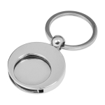 Portachiavi con logo rotondo in metallo con gettone carrello KeyCoin color argento terza vista