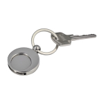 Portachiavi con logo rotondo in metallo con gettone carrello KeyCoin color argento quinta vista