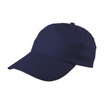 Cappellino in cotone a 5 pannelli con chiusura regolabile in plastica color blu prima vista
