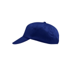 Cappellino in cotone a 5 pannelli con chiusura regolabile in plastica color blu seconda vista
