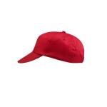 Cappellino in cotone a 5 pannelli con chiusura regolabile in plastica color rosso seconda vista