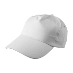 Cappellino in cotone a 5 pannelli con chiusura regolabile in plastica color bianco prima vista