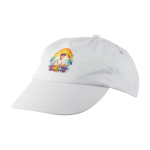 Cappellino in cotone a 5 pannelli con chiusura regolabile in plastica color bianco seconda vista
