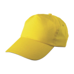 Cappellino in cotone a 5 pannelli con chiusura regolabile in plastica color giallo prima vista