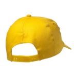Cappellino in cotone a 5 pannelli con chiusura regolabile in plastica color giallo terza vista