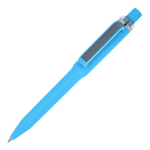 Penna a sfera in plastica riciclata con finitura soft-touch e inchiostro blu color blu