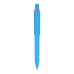 Penna a sfera in plastica riciclata con finitura soft-touch e inchiostro blu color blu quarta vista