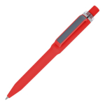 Penna a sfera in plastica riciclata con finitura soft-touch e inchiostro blu color rosso