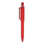 Penna a sfera in plastica riciclata con finitura soft-touch e inchiostro blu color rosso terza vista