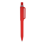 Penna a sfera in plastica riciclata con finitura soft-touch e inchiostro blu color rosso quinta vista