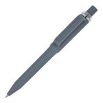 Penna a sfera in plastica riciclata con finitura soft-touch e inchiostro blu color grigio