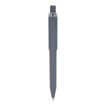 Penna a sfera in plastica riciclata con finitura soft-touch e inchiostro blu color grigio quarta vista