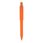 Penna a sfera in plastica riciclata con finitura soft-touch e inchiostro blu color arancione quarta vista