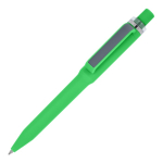 Penna a sfera in plastica riciclata con finitura soft-touch e inchiostro blu color lime
