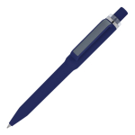 Penna a sfera in plastica riciclata con finitura soft-touch e inchiostro blu color blu scuro