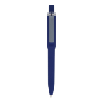 Penna a sfera in plastica riciclata con finitura soft-touch e inchiostro blu color blu scuro seconda vista
