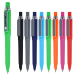 Penna a sfera in plastica riciclata con finitura soft-touch e inchiostro blu