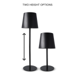 Lampada da tavolo in alluminio ricaricabile con altezza regolabile color nero ottava vista