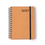 Agenda A5 con anelli e copertina in pelle riciclata color marrone seconda vista