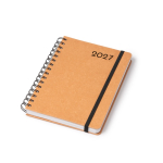Agenda A5 con anelli e copertina in pelle riciclata color marrone vista dettaglio 1