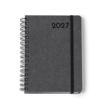 Agenda A5 con anelli e copertina in pelle riciclata color nero seconda vista