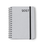 Agenda A5 con anelli e copertina in pelle riciclata color grigio seconda vista