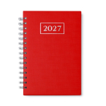 Agenda A5 con anelli e copertina in similpelle color rosso seconda vista