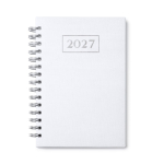 Agenda A5 con anelli e copertina in similpelle color bianco seconda vista