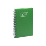 Agenda A5 con anelli e copertina in similpelle color verde prima vista d'uso