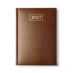 Agenda formato B5 con copertina in similpelle imbottita color marrone seconda vista