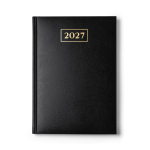 Agenda formato B5 con copertina in similpelle imbottita color nero seconda vista