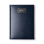 Agenda formato B5 con copertina in similpelle imbottita color blu mare seconda vista