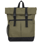 Zaino in poliestere 900D con chiusura roll-top e cinghie color verde militare seconda vista