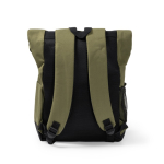 Zaino in poliestere 900D con chiusura roll-top e cinghie color verde militare vista dettaglio 1
