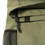 Zaino in poliestere 900D con chiusura roll-top e cinghie color verde militare vista dettaglio 3
