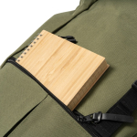 Zaino in poliestere 900D con chiusura roll-top e cinghie color verde militare vista dettaglio 4